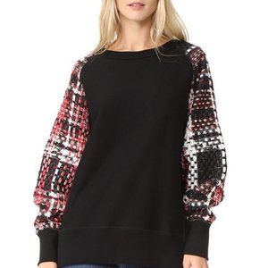 Rag & Bone Racer X Linton Plaid Tweed Sleeve Oversized Sweatshirt SZ S